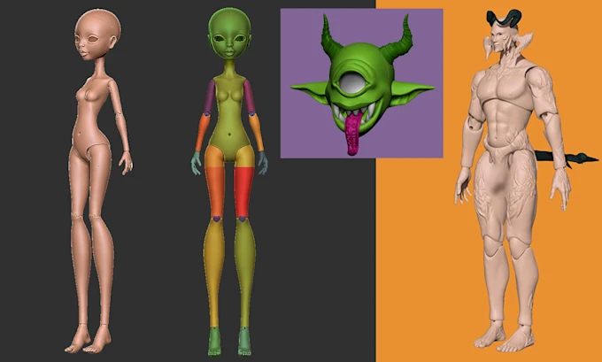 Sculpt a BJD ball joint doll for 3D printing online - Custom BJD artwork by Kippar